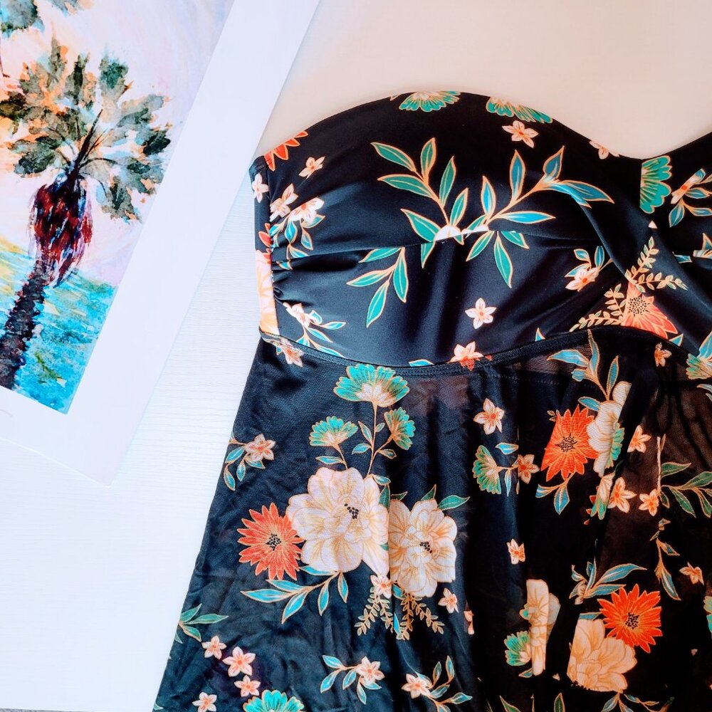 Kona Sol Floral Swim Top Size XL